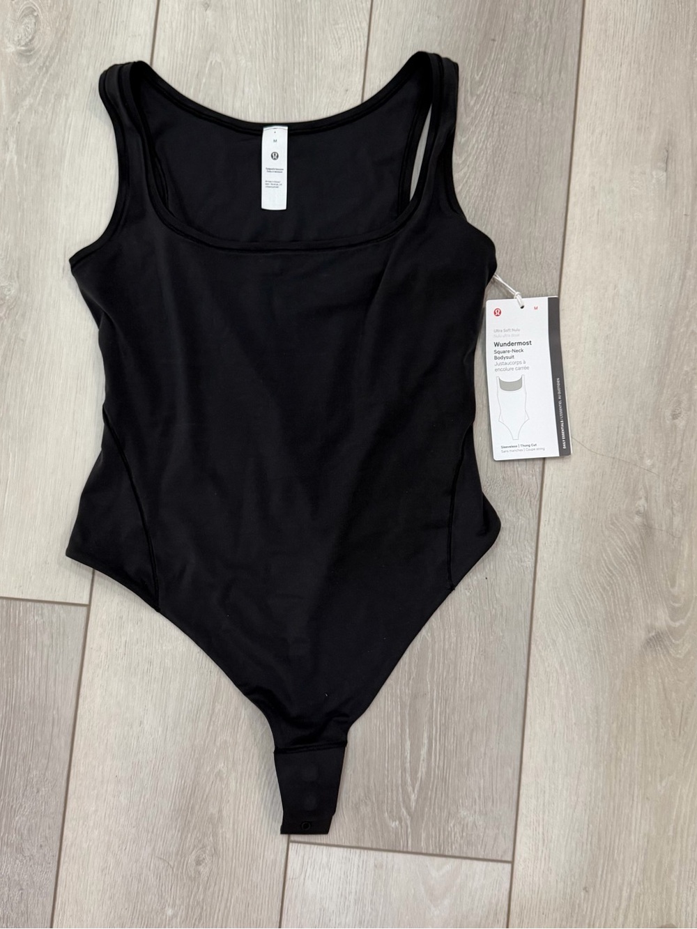 Lululemon Ultra Soft Nulu Wundermost Bodysuit M Black Square Neck